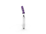White gold Round Amethyst Curved Wedding Band with Channel Setting_8