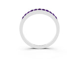White gold Round Amethyst Curved Wedding Band with Channel Setting_9