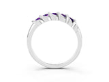 White gold Round Amethyst Eternity Band with Twist Prong Setting_15
