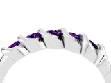 White gold Round Amethyst Eternity Band with Twist Prong Setting_22