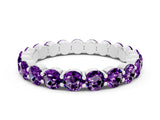 White gold Round Amethyst Eternity Band with U-Prong Setting_30