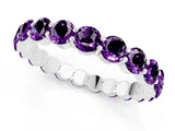 White gold Round Amethyst Eternity Band with U-Prong Setting_31