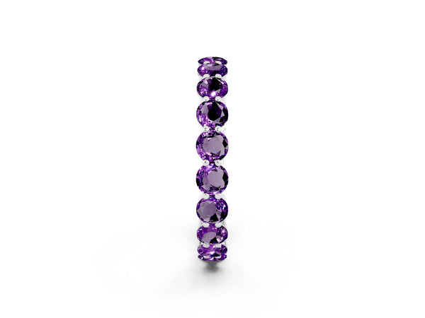 Silver Round Amethyst Eternity Band with U-Prong Setting