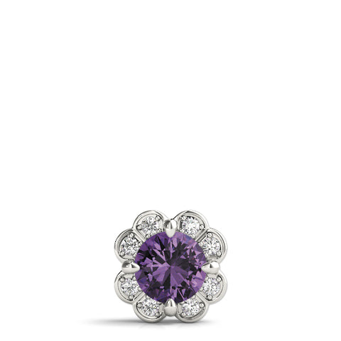 White gold Round Amethyst Flower Halo Pendant with Four-Prong Setting 1