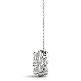 White gold Round Amethyst Flower Halo Pendant with Four-Prong Setting 2