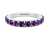 White gold Round Amethyst Half Eternity Band with Classic Prong Setting_6