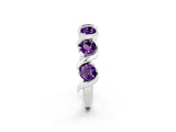White gold Round Amethyst Half Eternity Band with Wave Prong Setting_8