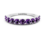 White gold Round Amethyst Half-Eternity Prong-Set Band_6