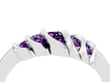 White gold Round Amethyst Multi-Row Crossover Band_10
