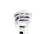 White gold Round Amethyst Multi-Row Crossover Band_11