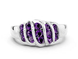 White gold Round Amethyst Multi-Row Crossover Band_6