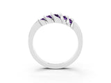 White gold Round Amethyst Multi-Row Crossover Band_9