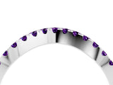 White gold Round Amethyst Pavé Curved Band with Shared Prong Setting_10
