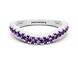 White gold Round Amethyst Pavé Curved Band with Shared Prong Setting_6