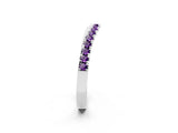 White gold Round Amethyst Pavé Curved Band with Shared Prong Setting_8