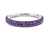 White gold Round Amethyst Pavé Eternity Band with Shared Prong Setting_6