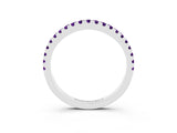 White gold Round Amethyst Pavé Half Eternity Band with Shared Prong Setting_9