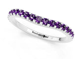White gold Round Amethyst Pavé Set Curved Wedding Band_11