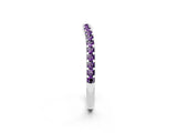 White gold Round Amethyst Pavé Set Curved Wedding Band_12