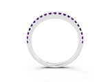 White gold Round Amethyst Pavé Set Curved Wedding Band_13