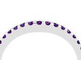 White gold Round Amethyst Pavé Set Curved Wedding Band_14