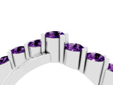 White gold Round Amethyst Prong-Set Crossover Band_10