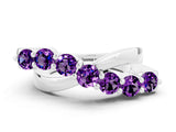 White gold Round Amethyst Prong-Set Crossover Band_6