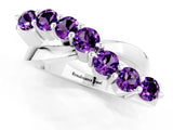 White gold Round Amethyst Prong-Set Crossover Band_7