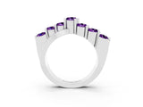 White gold Round Amethyst Prong-Set Crossover Band_9