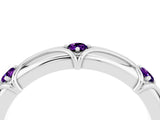 White gold Round Amethyst Prong Set Milgrain Eternity Band_10