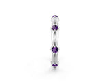 White gold Round Amethyst Prong Set Milgrain Eternity Band_20