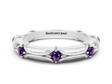 White gold Round Amethyst Prong Set Milgrain Eternity Band_6