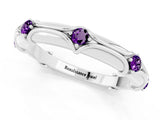 White gold Round Amethyst Prong Set Milgrain Eternity Band_7