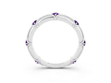 White gold Round Amethyst Prong Set Milgrain Eternity Band_9