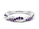 White gold Round Amethyst Twist Eternity Band with Pavé Setting_6