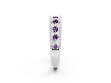 White gold Round Amethyst Twist Milgrain Band with Bezel Setting_2