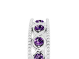 White gold Round Amethyst Twist Milgrain Band with Bezel Setting_5