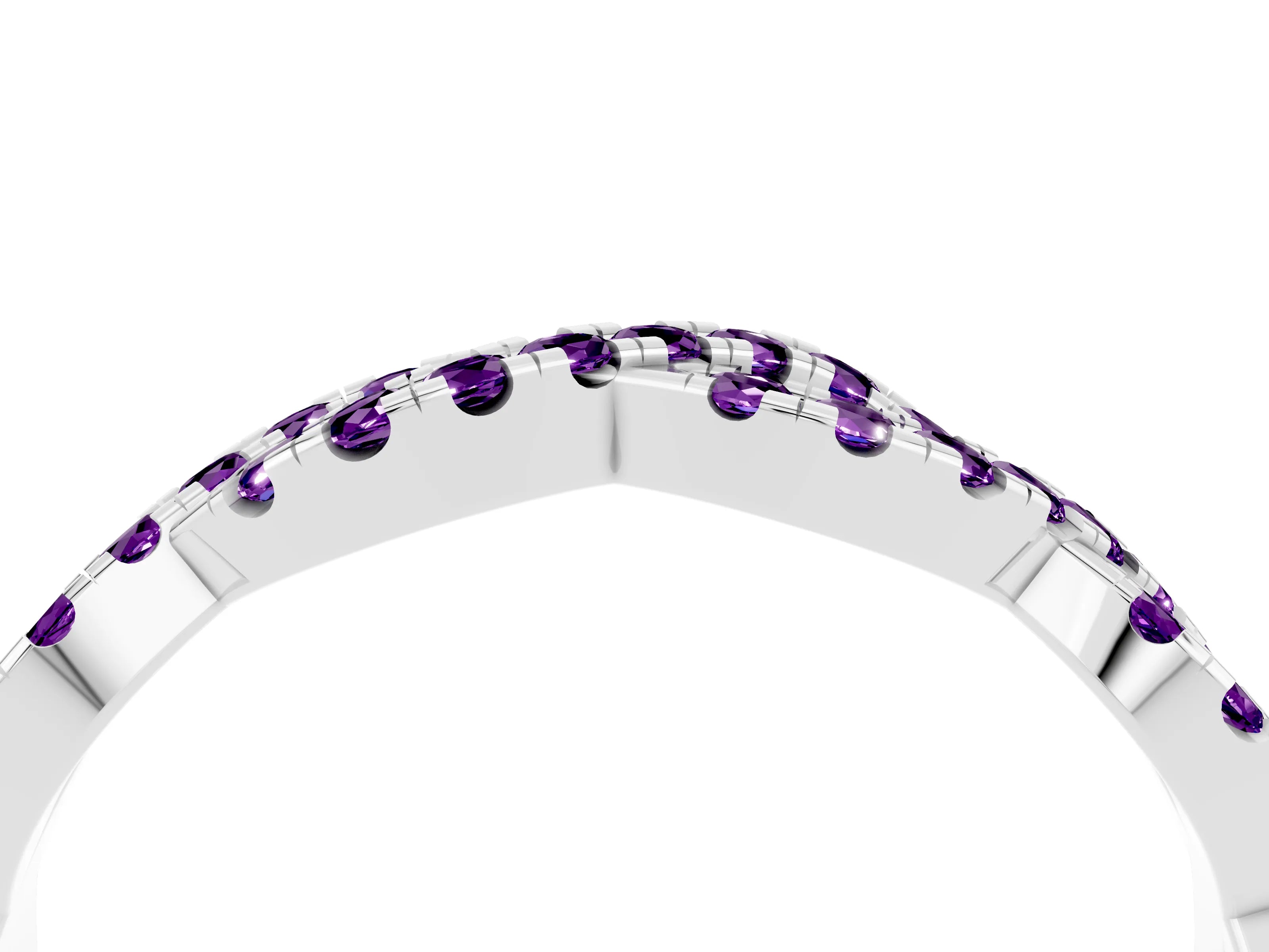 White gold Round Amethyst Twisted Eternity Band with Pavé and Shared Prong Setting_10