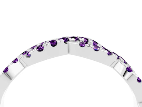 White gold Round Amethyst Twisted Eternity Band with Pavé and Shared Prong Setting_10