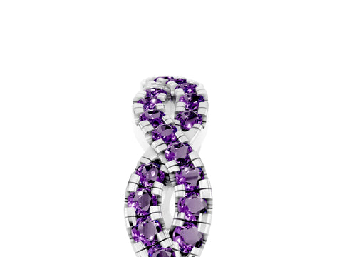 White gold Round Amethyst Twisted Eternity Band with Pavé and Shared Prong Setting_11