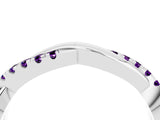 White gold Round Amethyst Twisted Infinity Band with Prong Setting_12