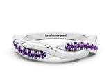 White gold Round Amethyst Twisted Infinity Band with Prong Setting_6