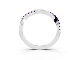 White gold Round Amethyst Twisted Infinity Band with Prong Setting_9