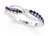 White gold Round Amethyst Twisted Infinity Band with Prong Setting_9