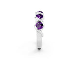 White gold Round Amethyst Wave Band with Channel Setting and Shared Prongs_8