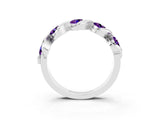 White gold Round Amethyst Wave Band with Channel Setting and Shared Prongs_9