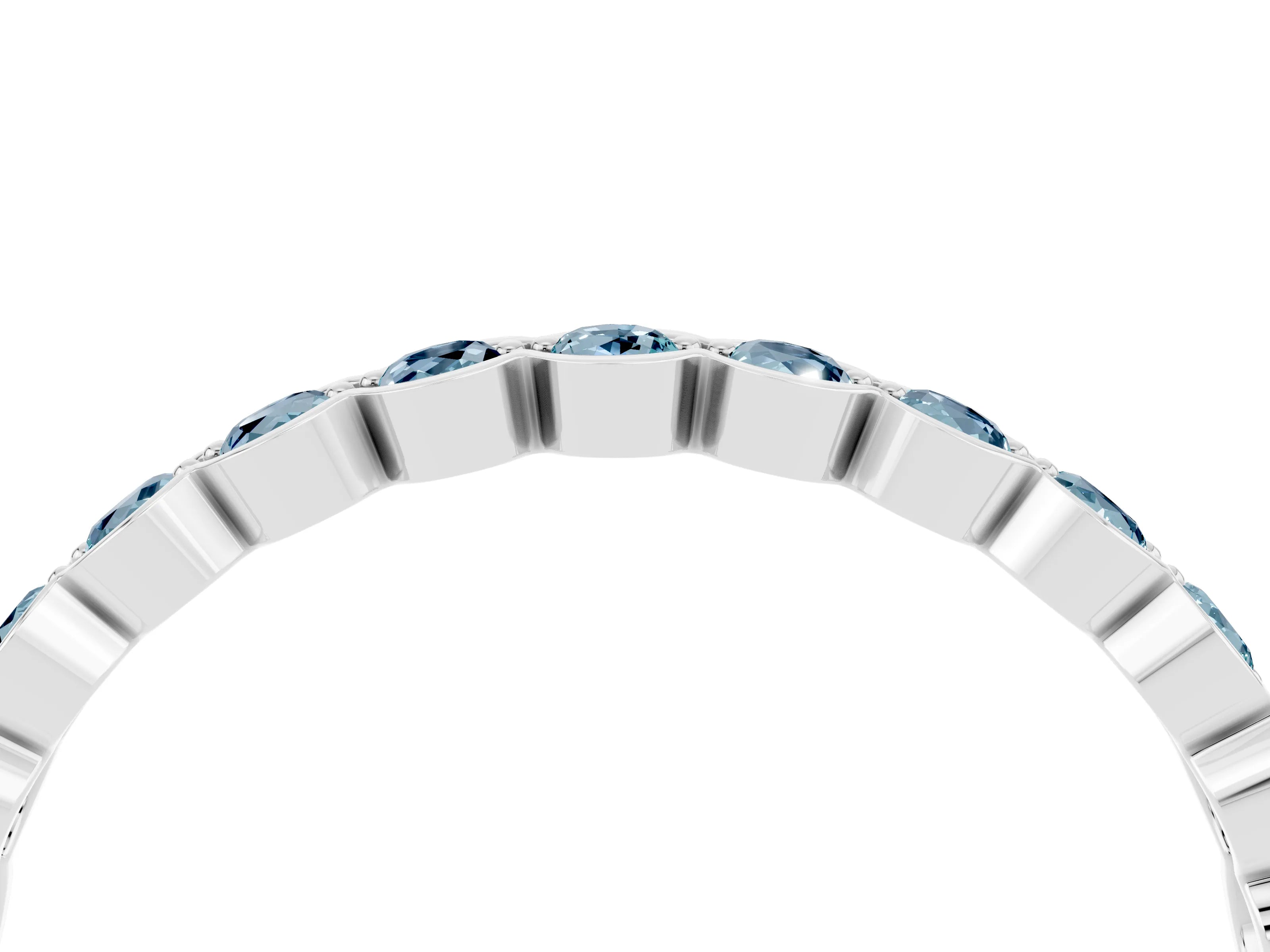 White gold Round Aquamarine Bezel Set Eternity Band_10