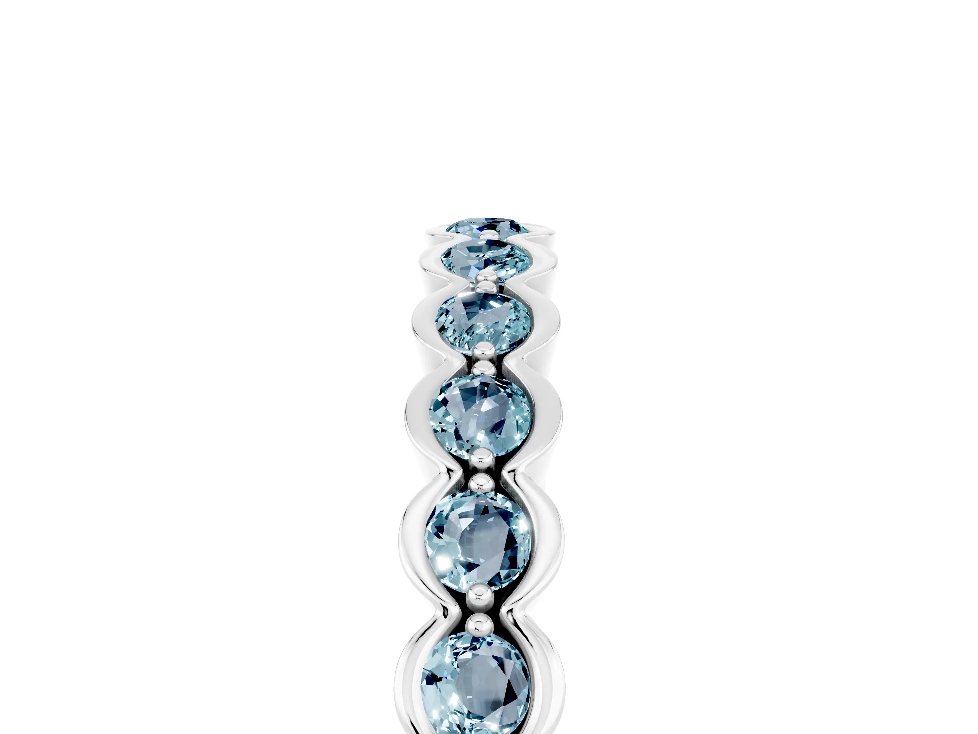 White gold Round Aquamarine Bezel Set Eternity Band_11