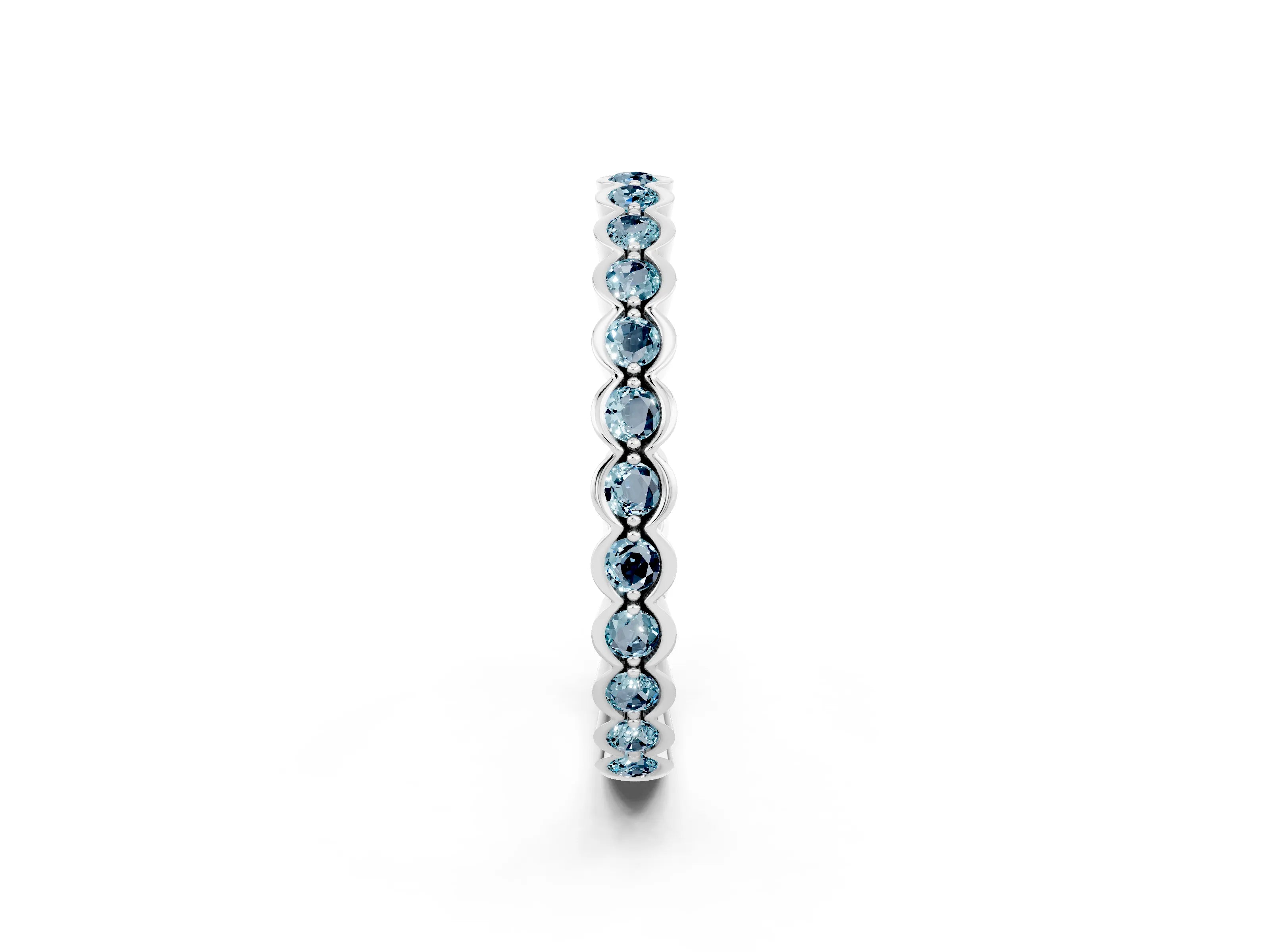 White gold Round Aquamarine Bezel Set Eternity Band_20