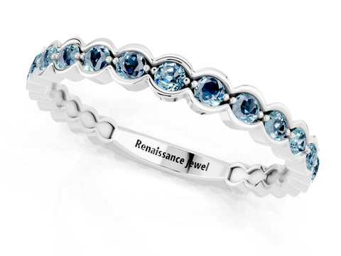 White gold Round Aquamarine Bezel Set Eternity Band_7